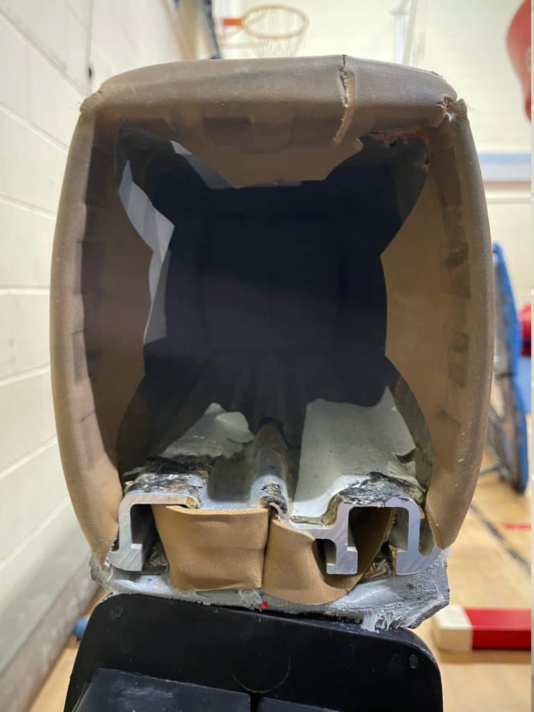 inside of a gymnastics balance beam